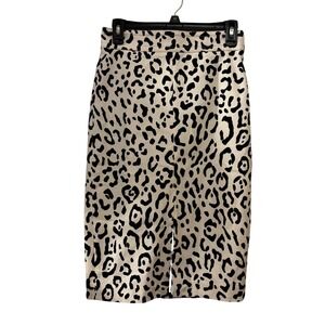 Ann Taylor Women's Pencil Skirt 0 NWT Animal Print Black White